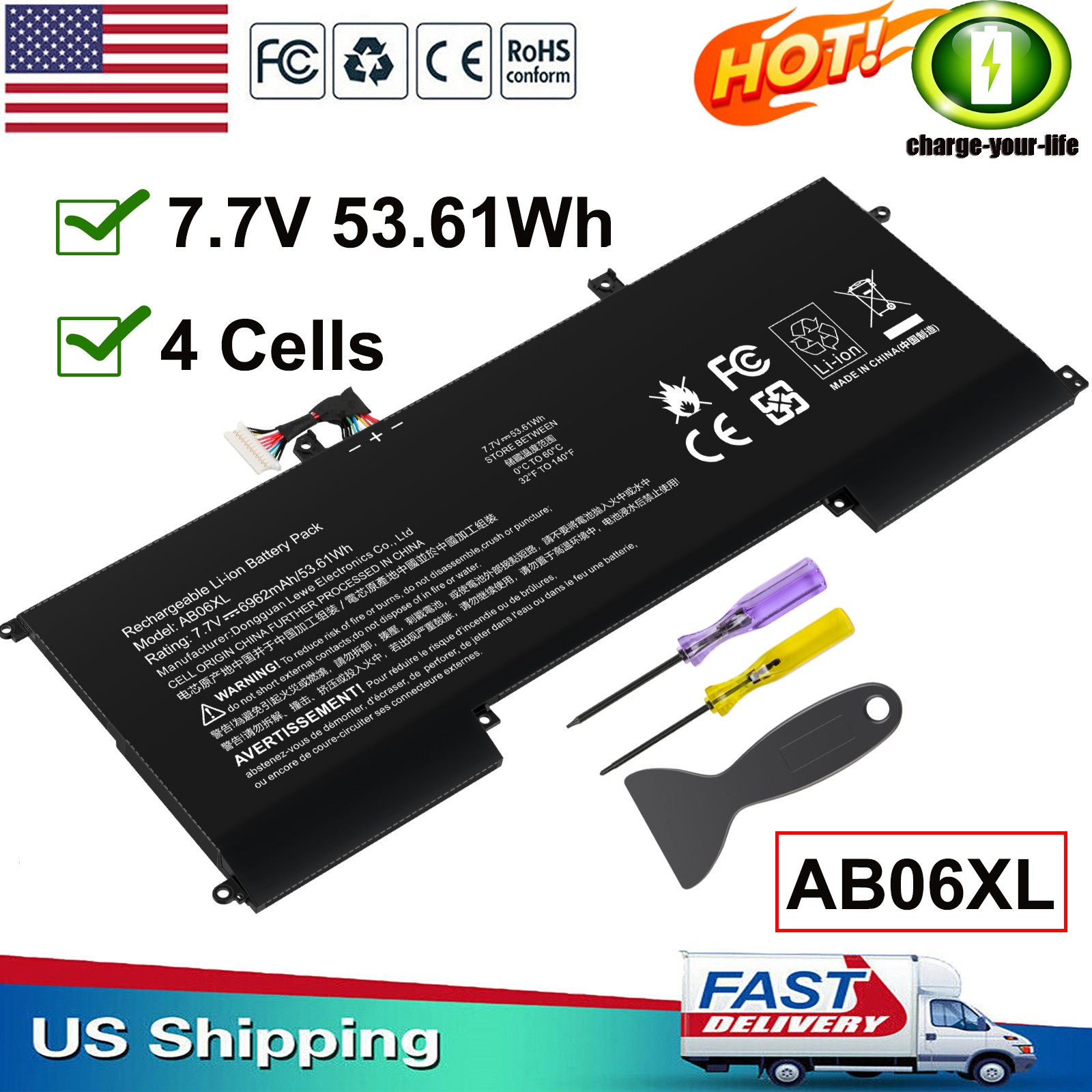 ✅AB06XL Battery for HP Envy 13-AD000 HSTNN-DB8C 921408-2C1 921438-855 TPN-I128