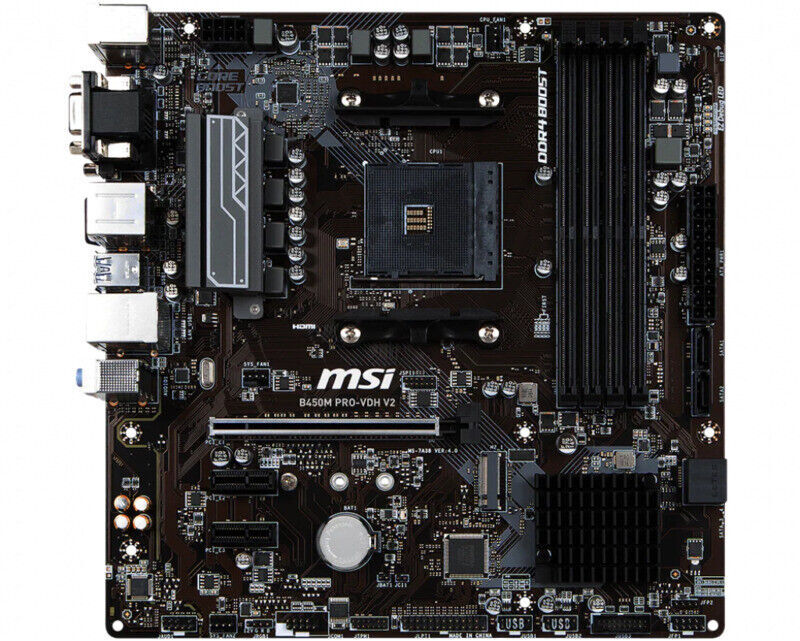 MSI B450M PRO-VDH V2 Motherboard AMD B450 Socket AM4 4xDDR4 M-ATX M.2 VGA HDMI