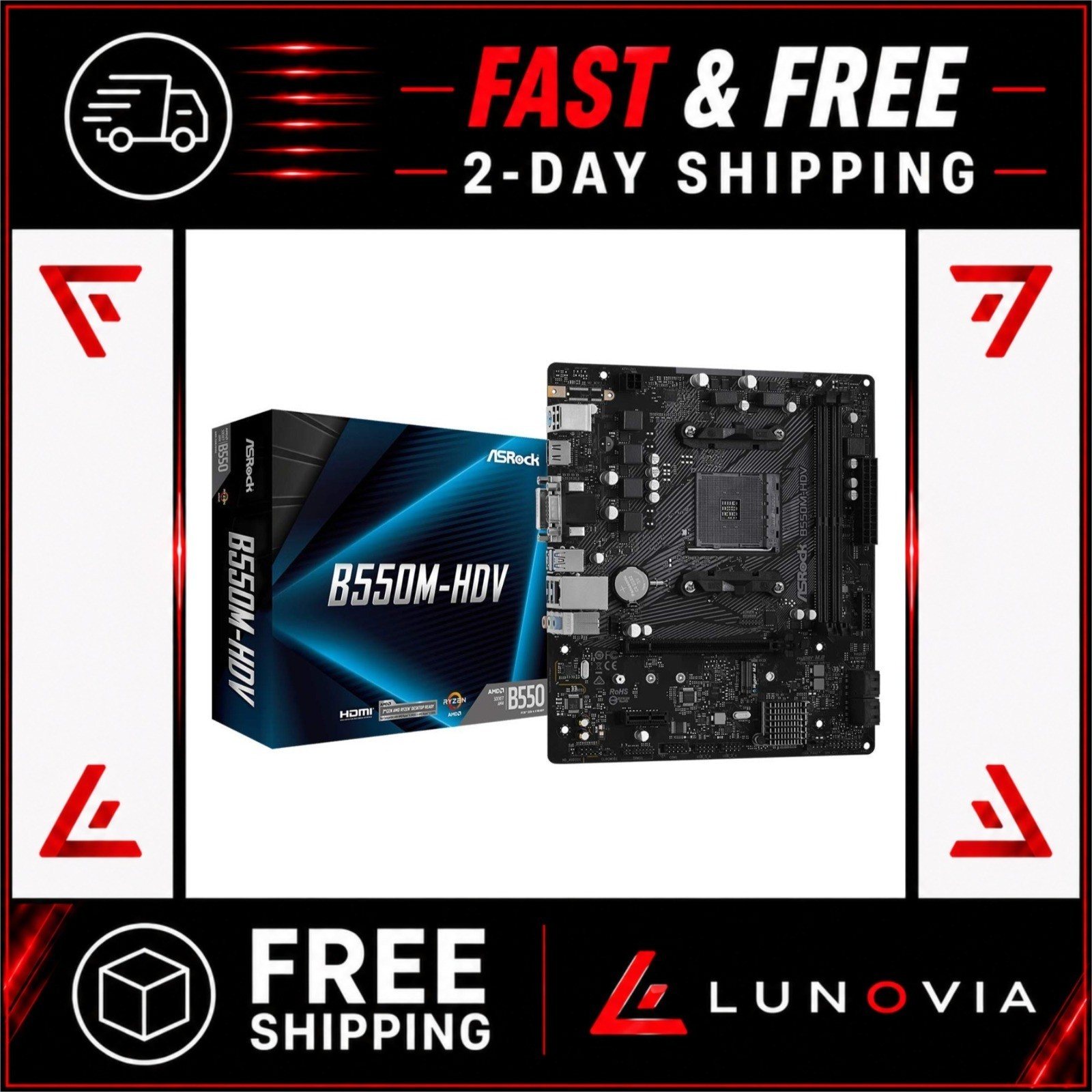 ASRock B550M-HDV Micro-ATX Motherboard Socket AM4 DDR4 PCIe 4.0 Gigabit LAN