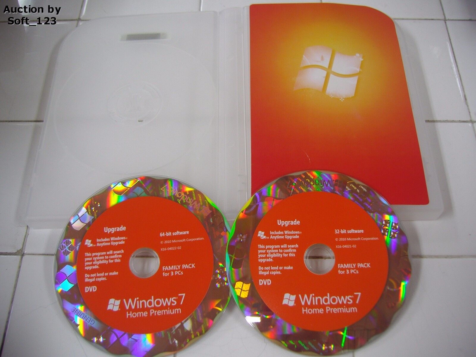 Microsoft Windows 7 Home Premium Upgrade Family Pack For 3 PCs 32 & 64 Bit DVDs