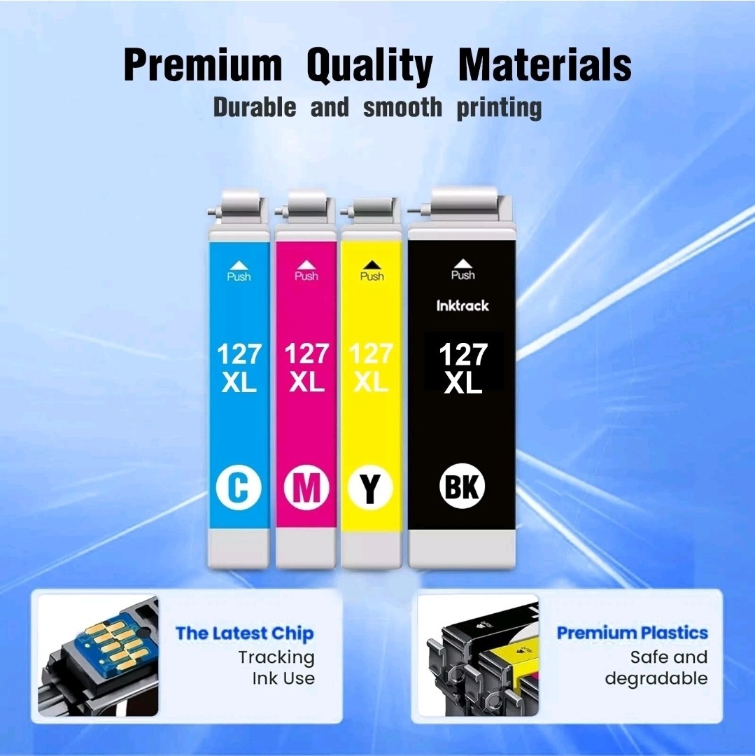 4PK T127 127XL Replacement Ink Cartridge for Epson 127 WF-3520 WF-3530 WF-3540