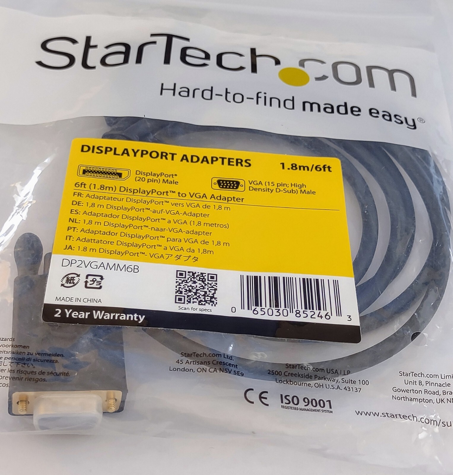Startech 6ft (1.8m) DisplayPort to VGA Cable - Active DisplayPort
