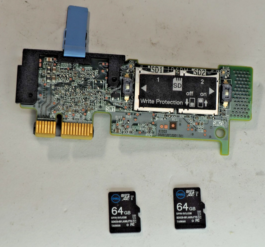 Dell PowerEdge R650/R750 Dual SD Card Reader Module PV5XF w/2*64GB SD Card V5JGM