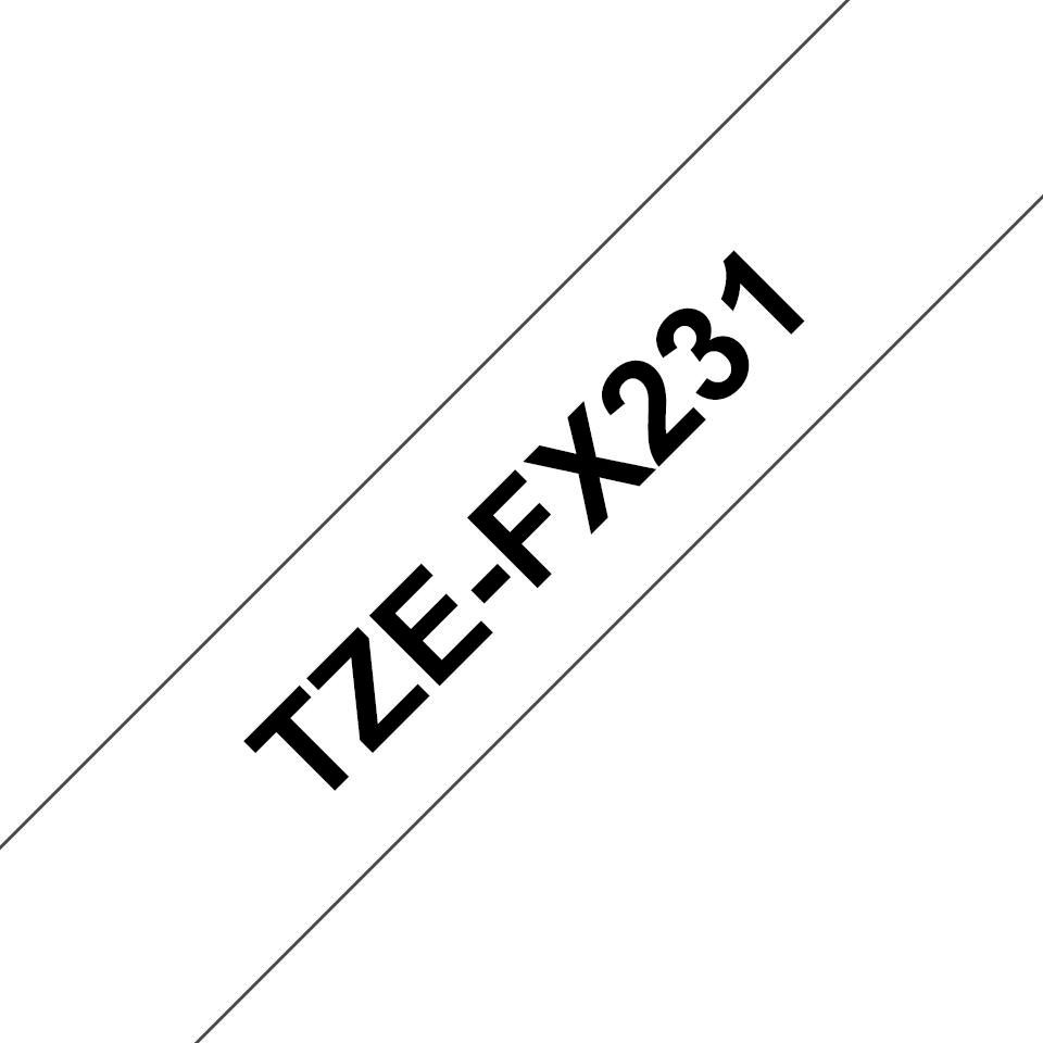Brother TZE-FX231 LAMINATED TAPE 12MM 8M BLACK ON WHITE ~E~