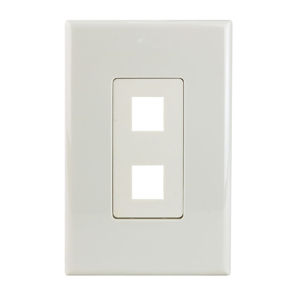 Construct Pro 2-Port Keystone Wall Plate with Screwless Face (Light Almond)