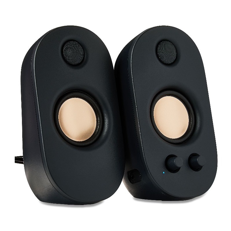 onn AC Powered Computer Speakers with Volume and Bass Controls, 7.32" Height