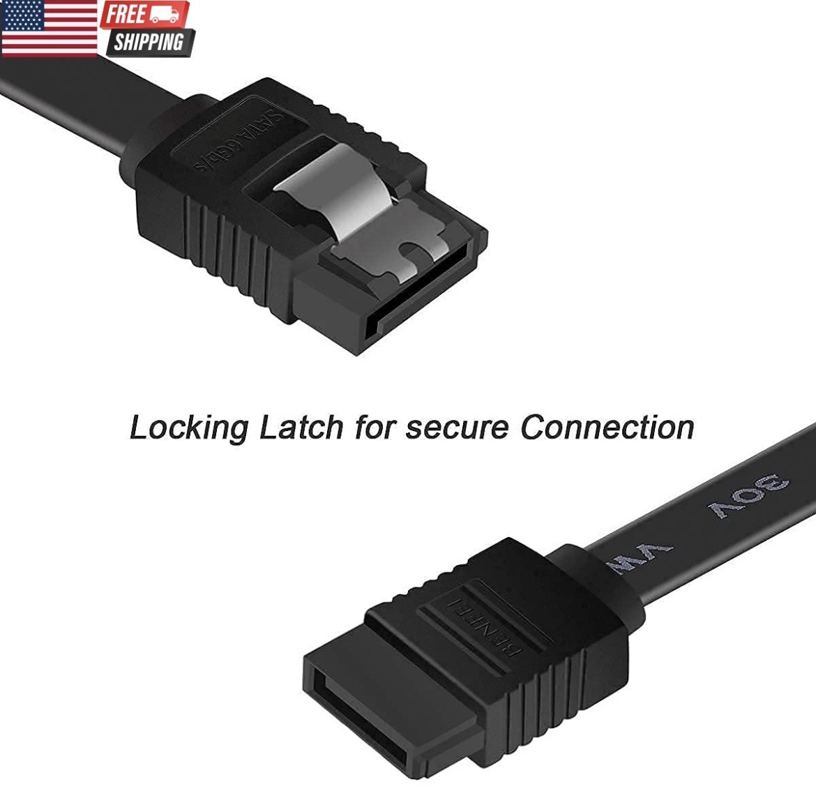 6 Pack SATA Cable III 6Gbps Straight HDD SDD Data Cable with Locking Latch 18 In