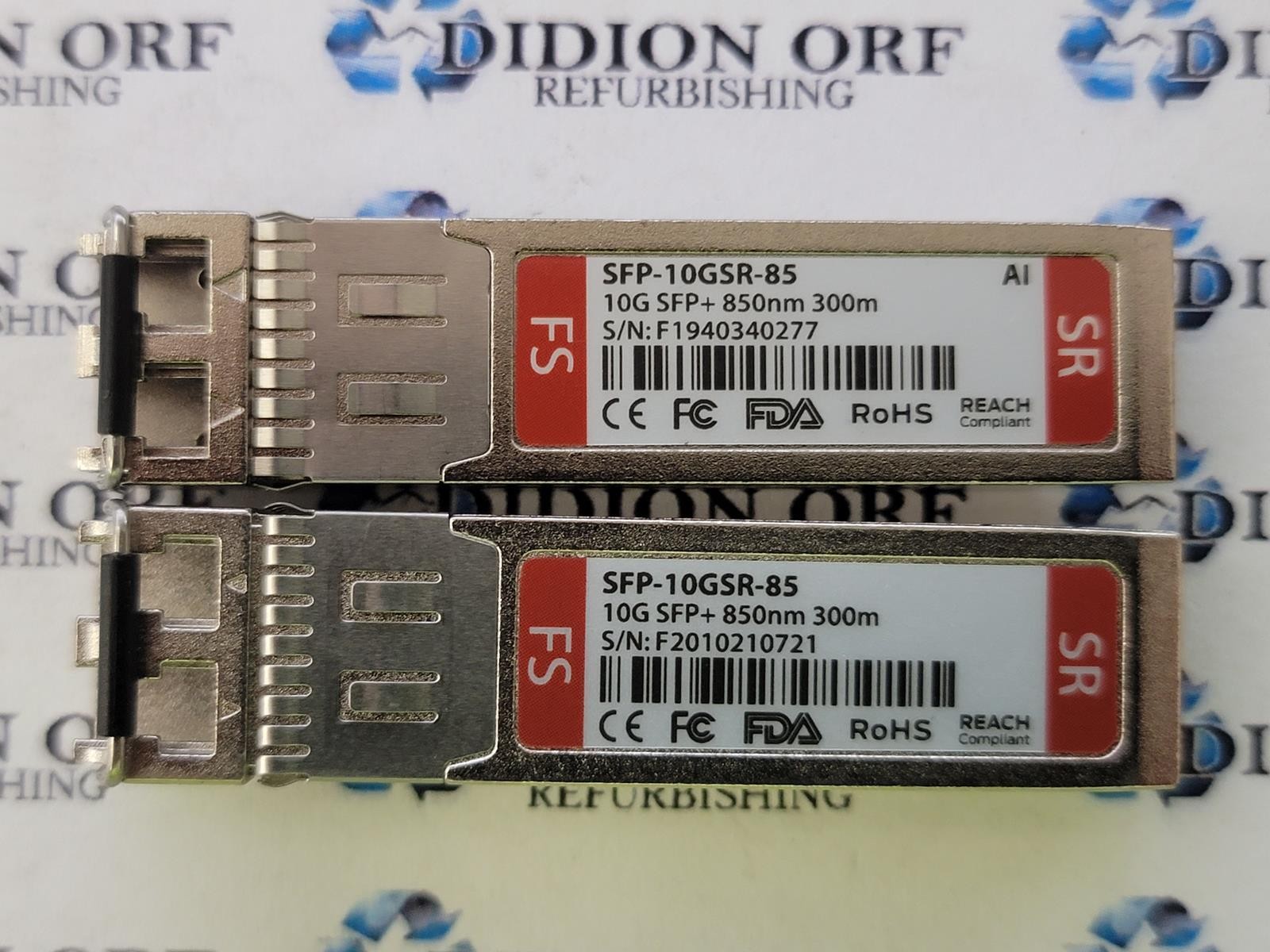 Lot of 2x FS SFP-10GSR-85 10GB SFP+ Module, Grade A SKU 15785