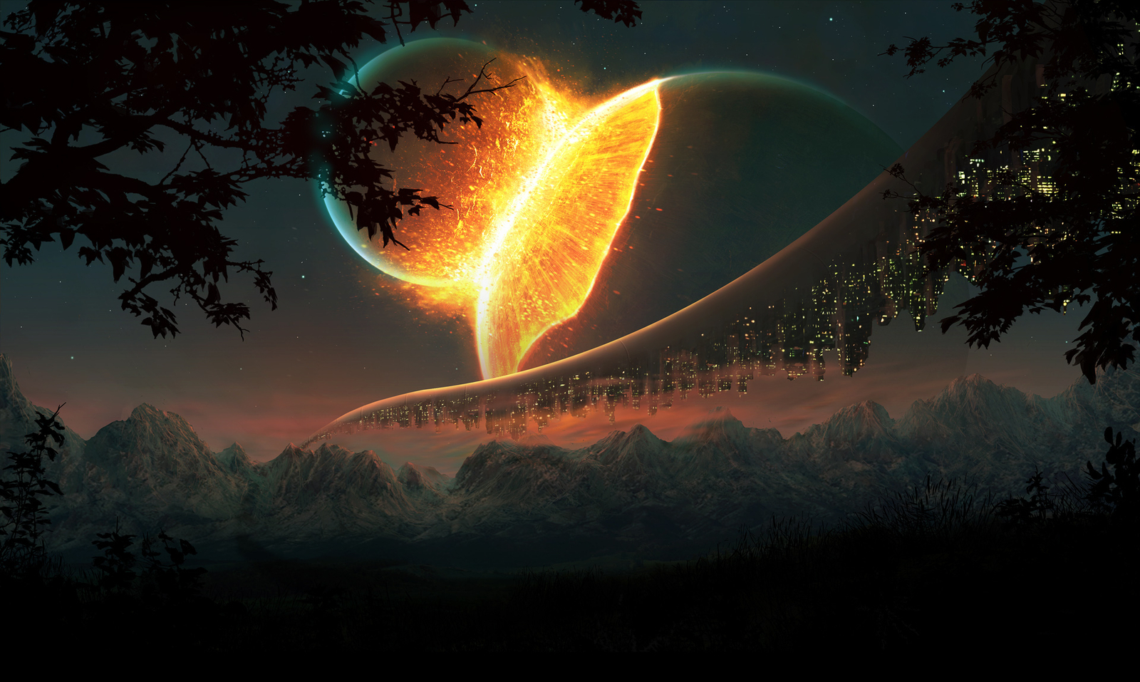 Landscape science fiction space planet art apocalyptic Custom Gaming Mat Desk