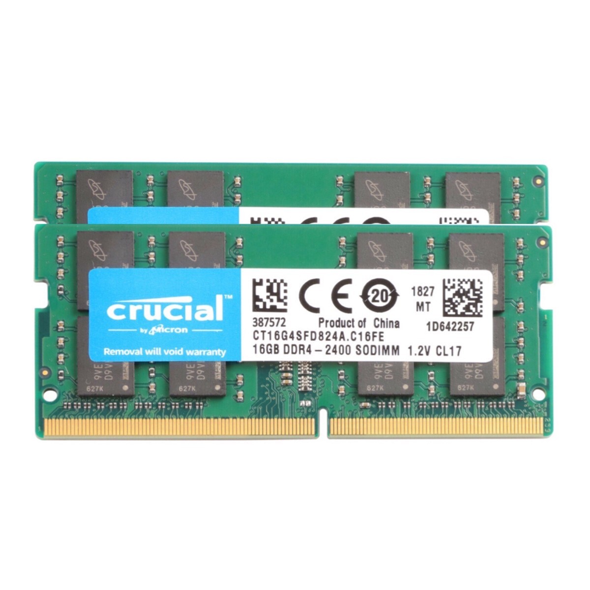 Crucial 32GB (2 X 16GB ) DDR4 2400MHz PC4-19200 SODIMM Memory Ram CT16G4SFD824A