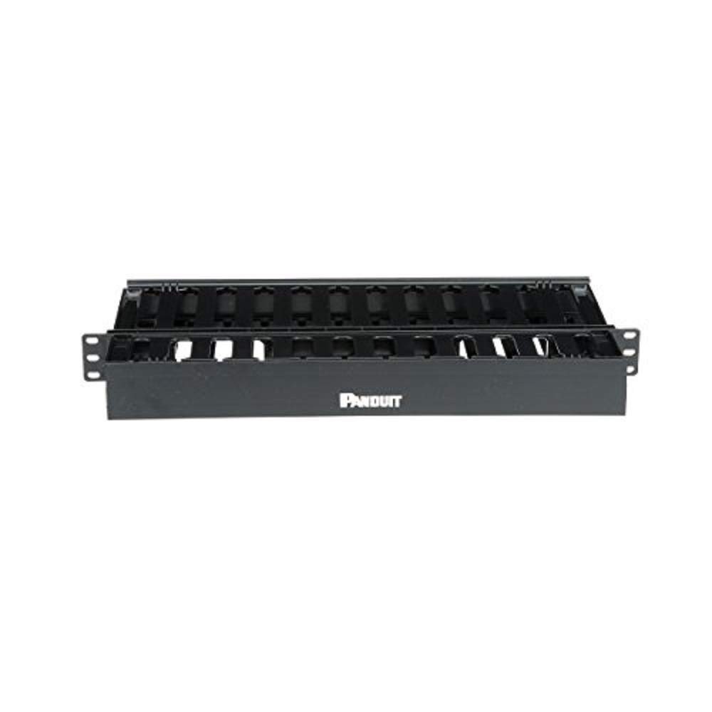 Hinged Ducted Horizontal Cable Management Panel, Double-Sided Duct, 1U
