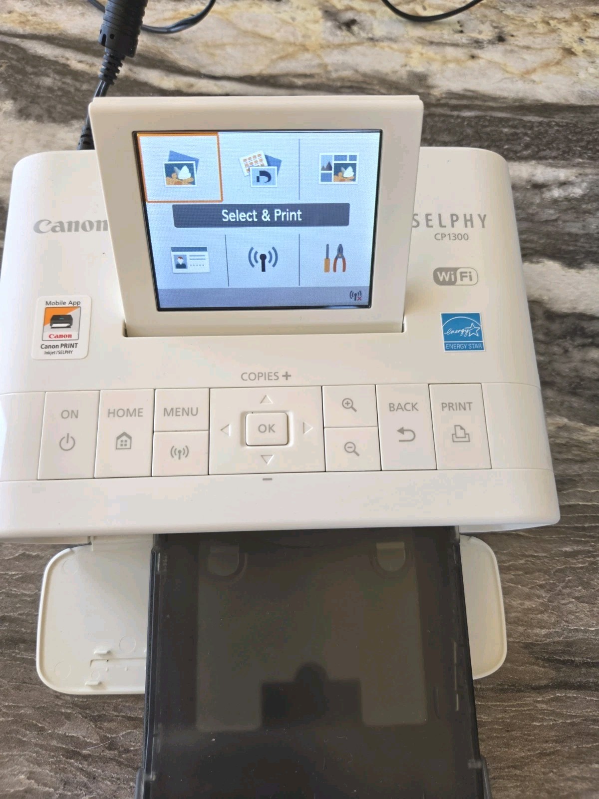 Canon SELPHY CP1300 Compact Photo Printer Wi-Fi SD Card Reader AC Adpt Paper Ink