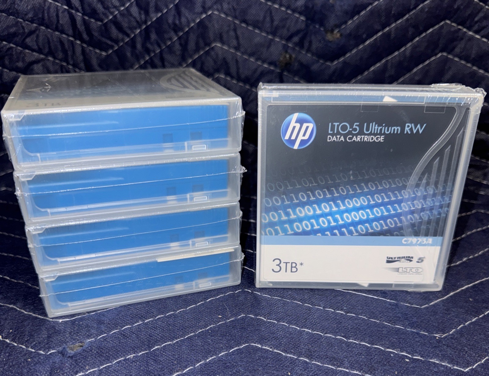 Lot of (5) New Genuine HP LTO-5 Ultrium RW Data Cartridge 3TB C7975A - Sealed