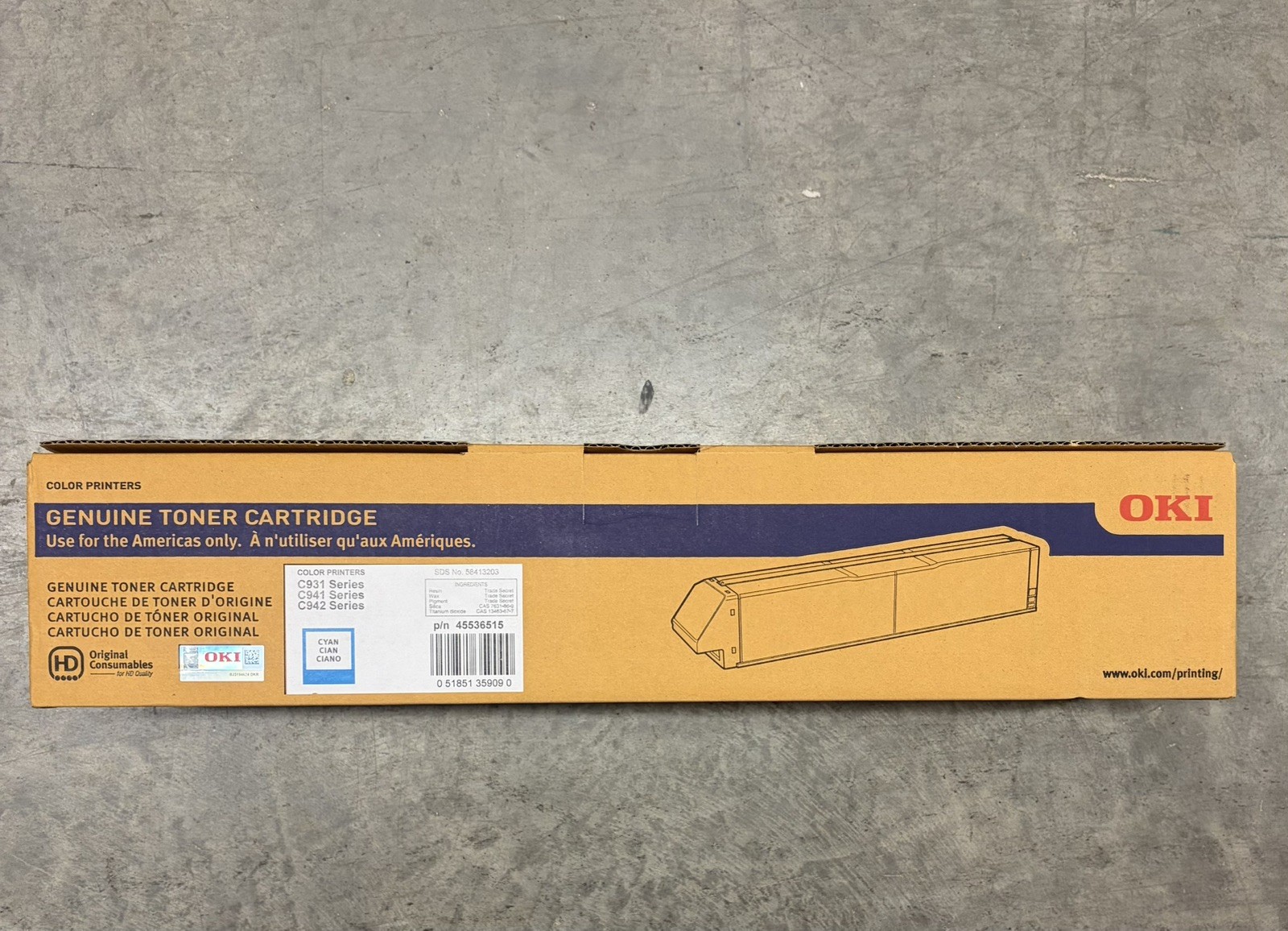 NEW OKI Genuine Original Cyan Laser Toner 45536516 for C931 C941 C942