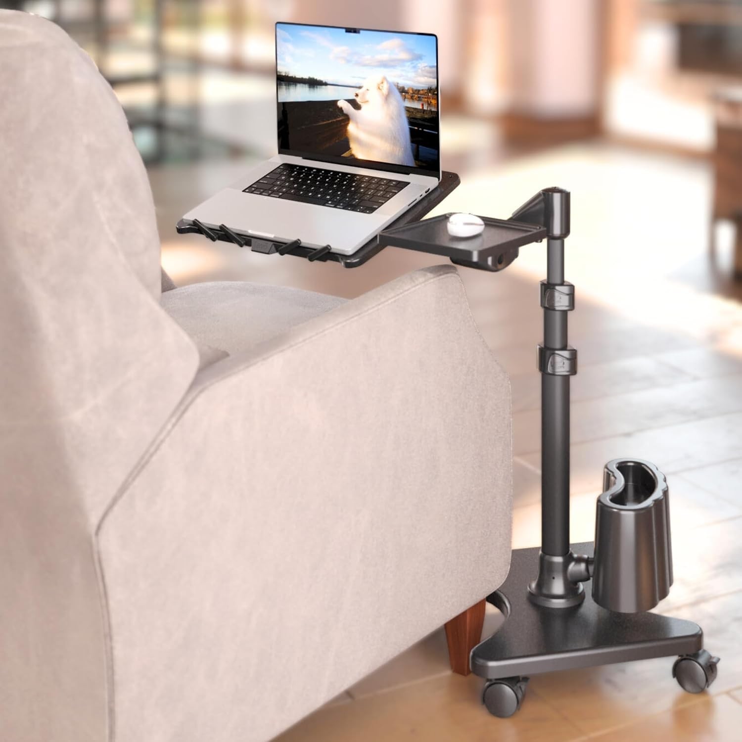 G2 Deluxe Rolling Laptop Stand W/ Mouse Tray Charcoal & Black