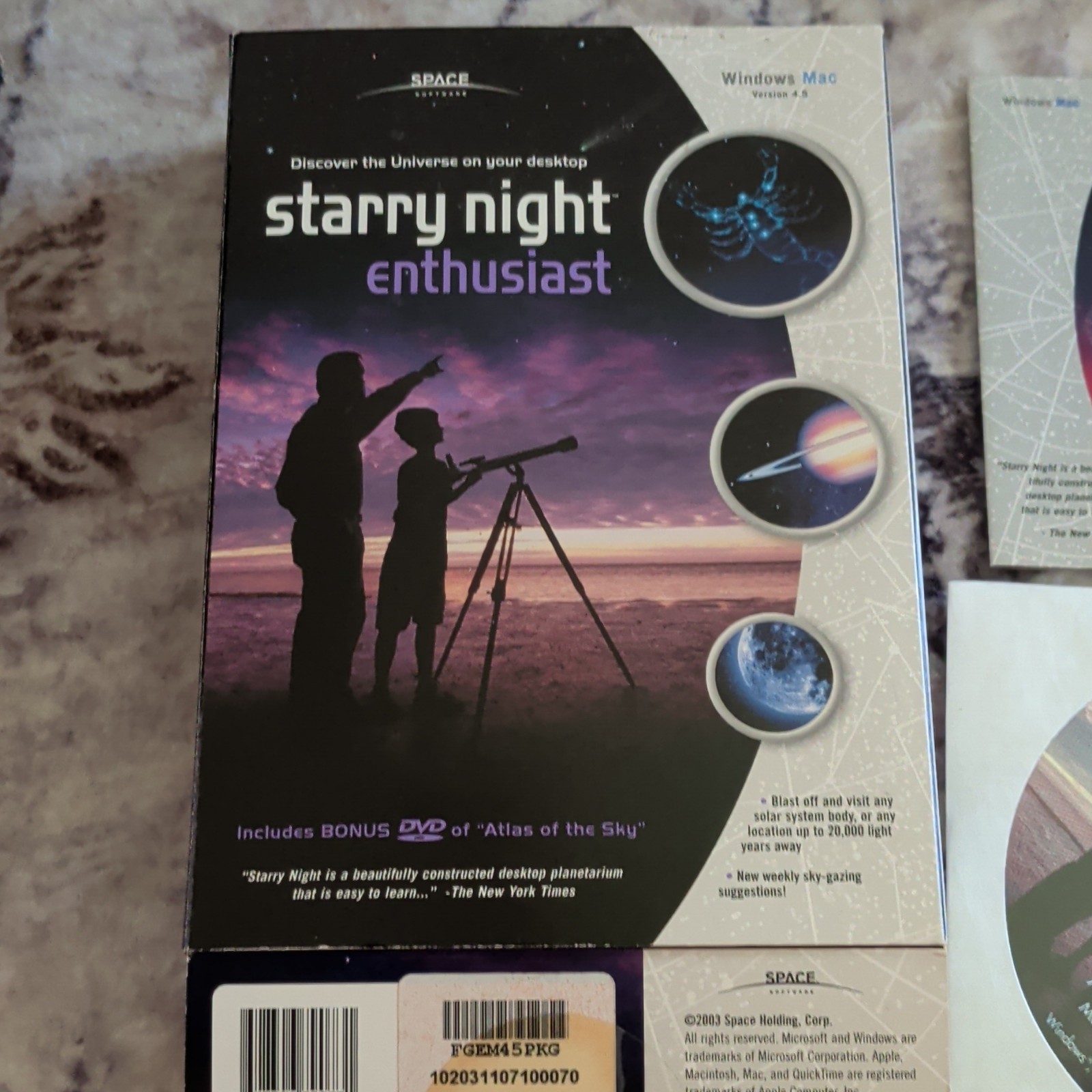 Space Software Starry Night Enthusiast Astronomy DVD Windows/Mac + Atlas