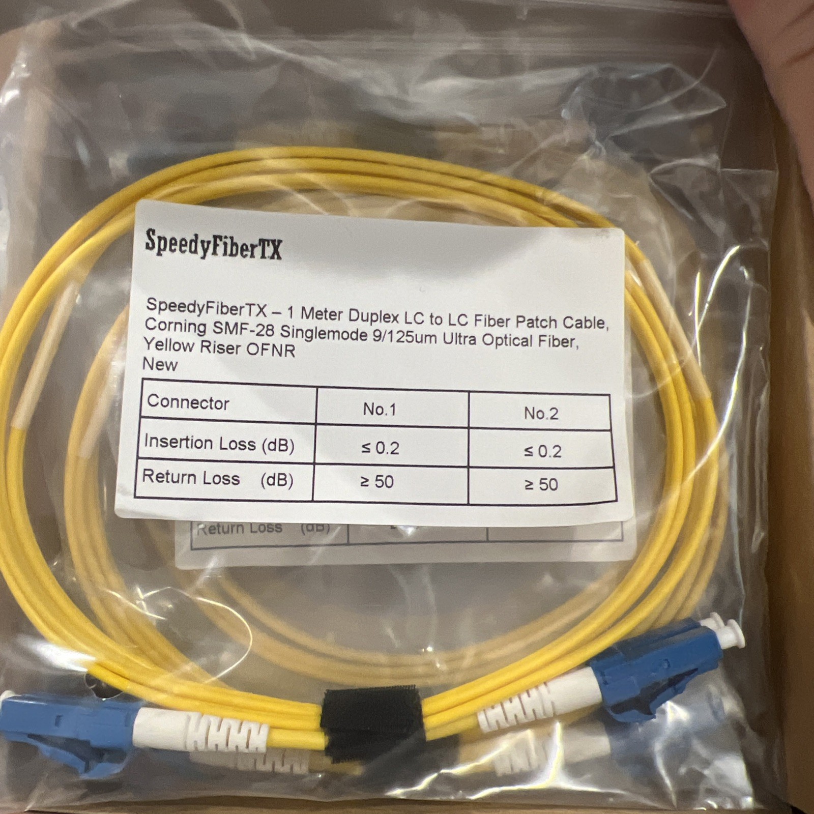 6-Pack 1 Meter Singlemode Duplex LC to LC Fiber Patch Cable Fast USA Shipping