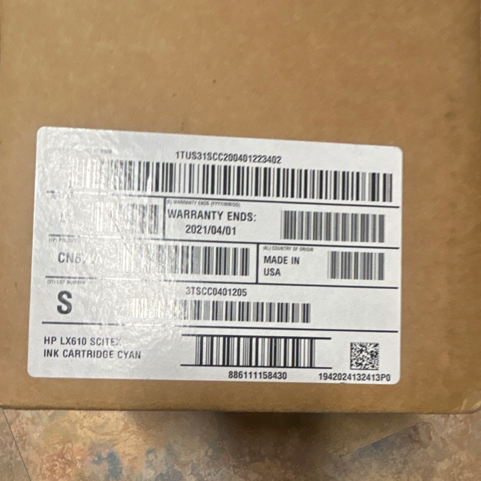 HP LX610 Scitex Genuine Original Cyan Inkjet Ink Cartridge CN6V4A For HP