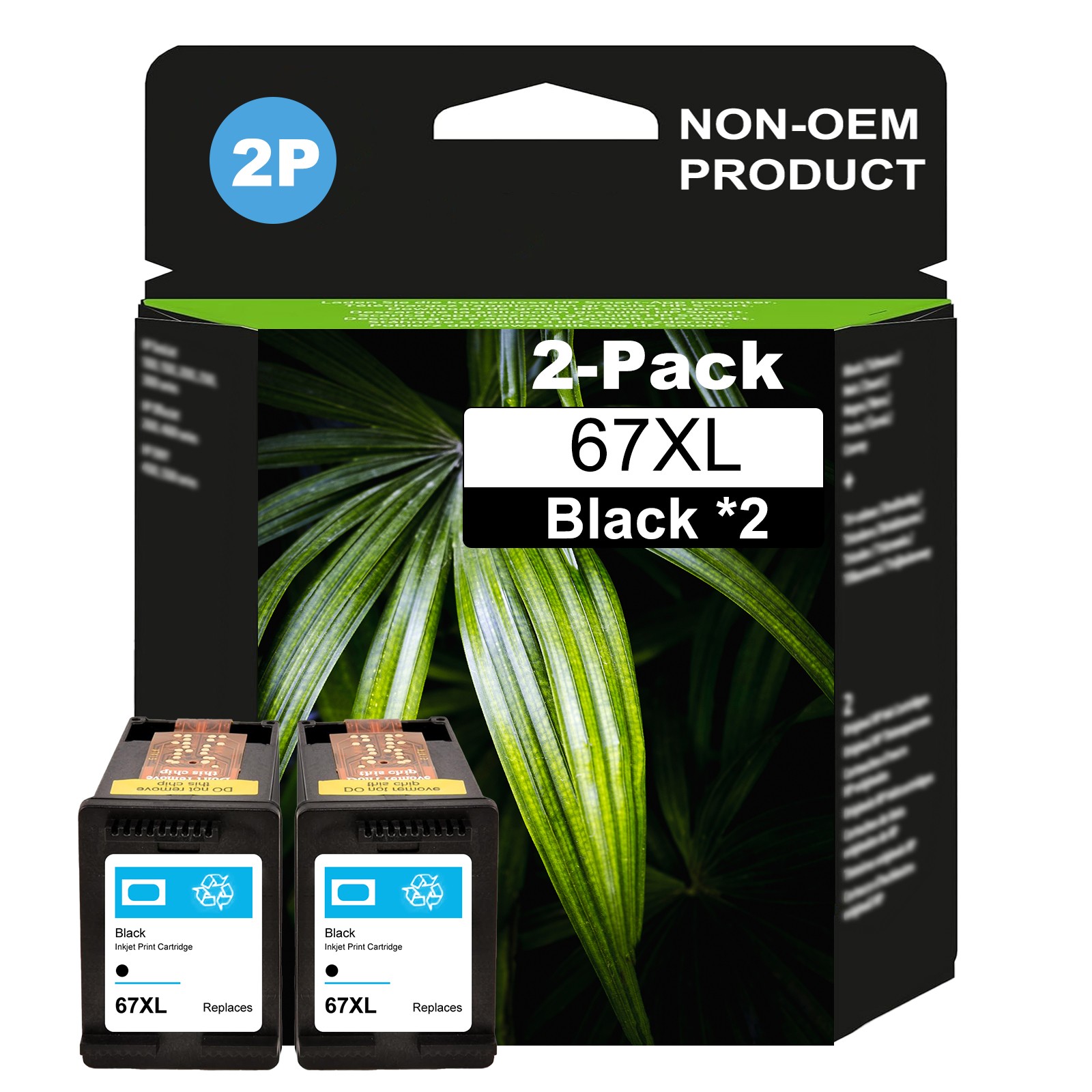 2PK 67XL Black High-Yield Ink Cartridge for HP DeskJet 1255 2700 4100 Envy 6000