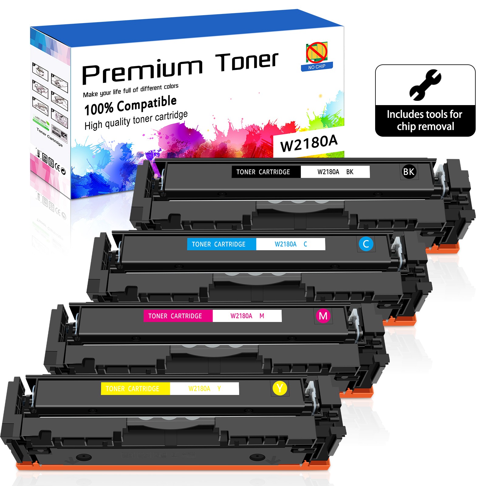 4PK W2180A Color Toner For HP Pro 3201dw MFP 3301fdw 3301sdw 3301cdw - NO CHIP