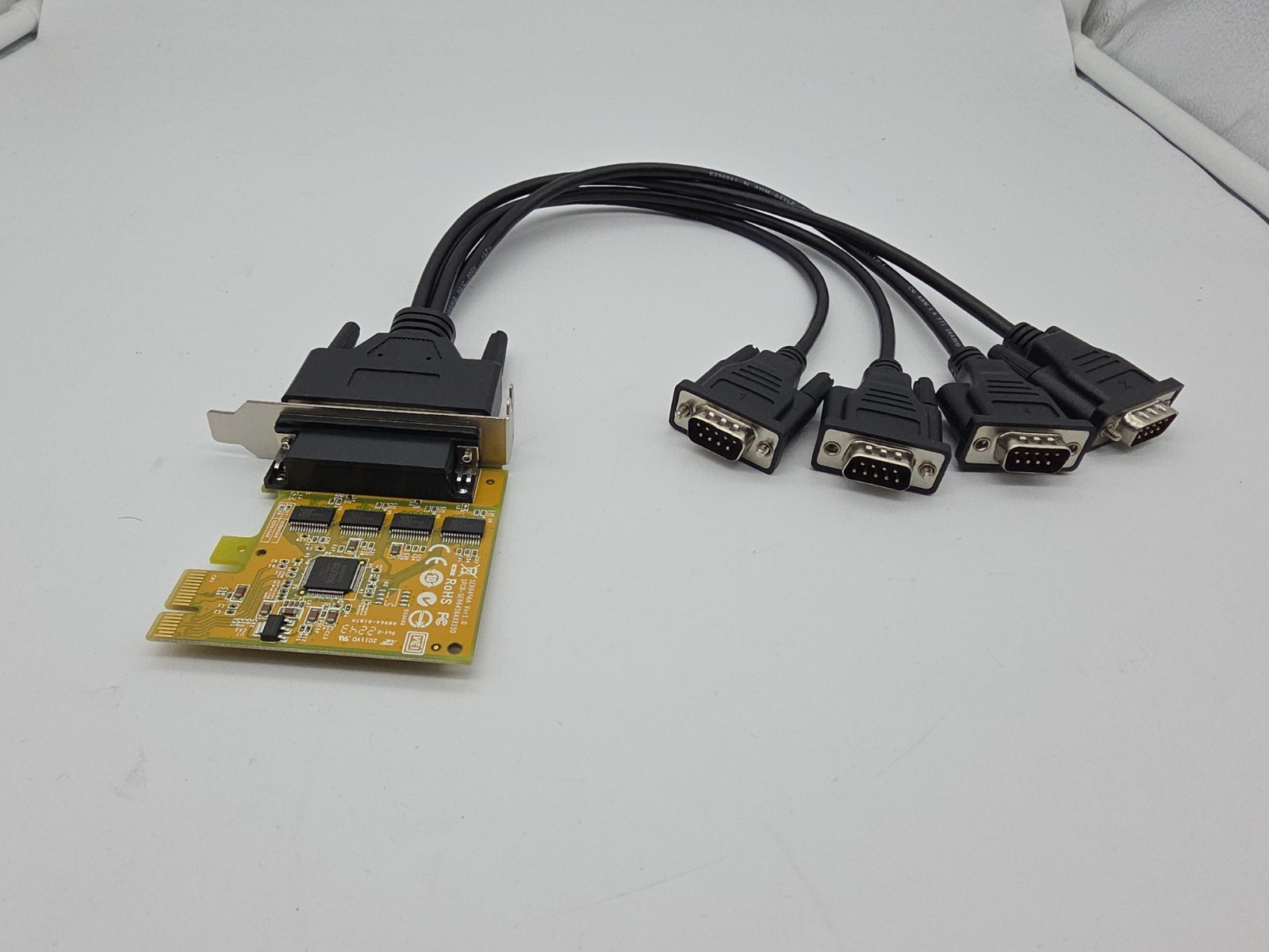 PCI E To 4 Port RS232 Serial Port DB9 Adapter Converter Card SATA Power Supply