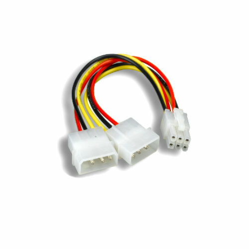 Kentek 8 Inch Molex 5.25 x2 to PCI-Express Power Adapter PC Video Card 4Pin 6Pin