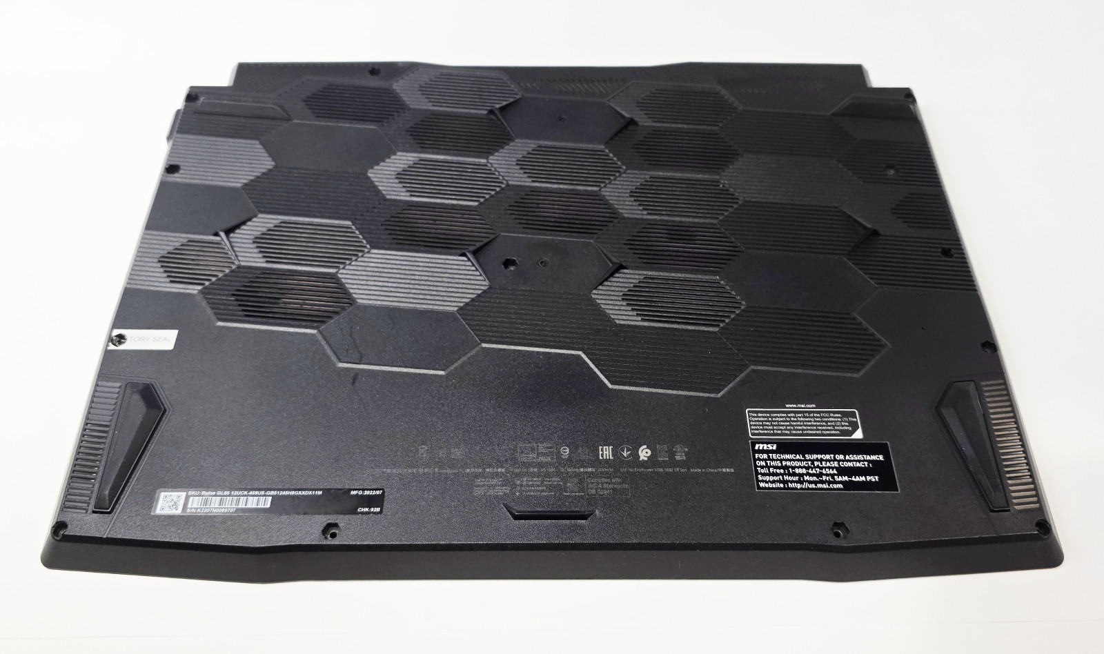 OEM MSI Pulse 15.6” GL66 12UCK-469US Bottom Case Cover Black 307581D211 Grade A