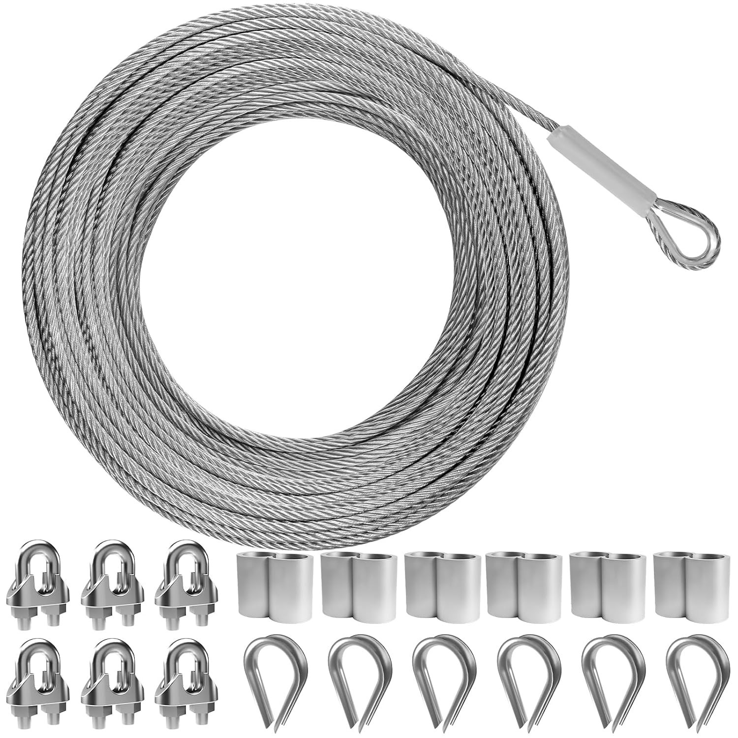Cable de acero de 3/16", kit de 50 pies de cable de acero inoxidable 304, núcleo