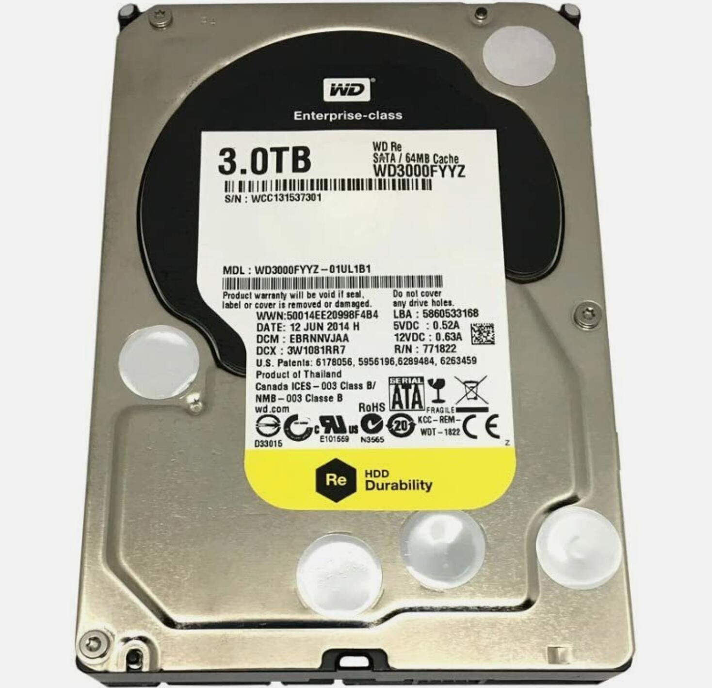 Western Digital RE 3TB WD3000FYYZ SATA 7200 RPM 3.5" Desktop HDD Hard Drive