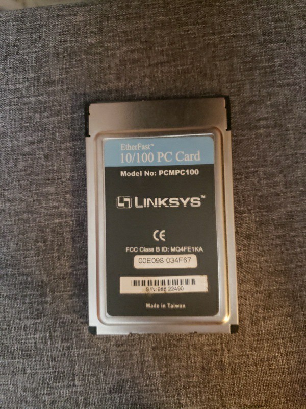 Linksys PCMCIA 10/100 Fast Ethernet Etherfast LAN PC Card PCMPC100