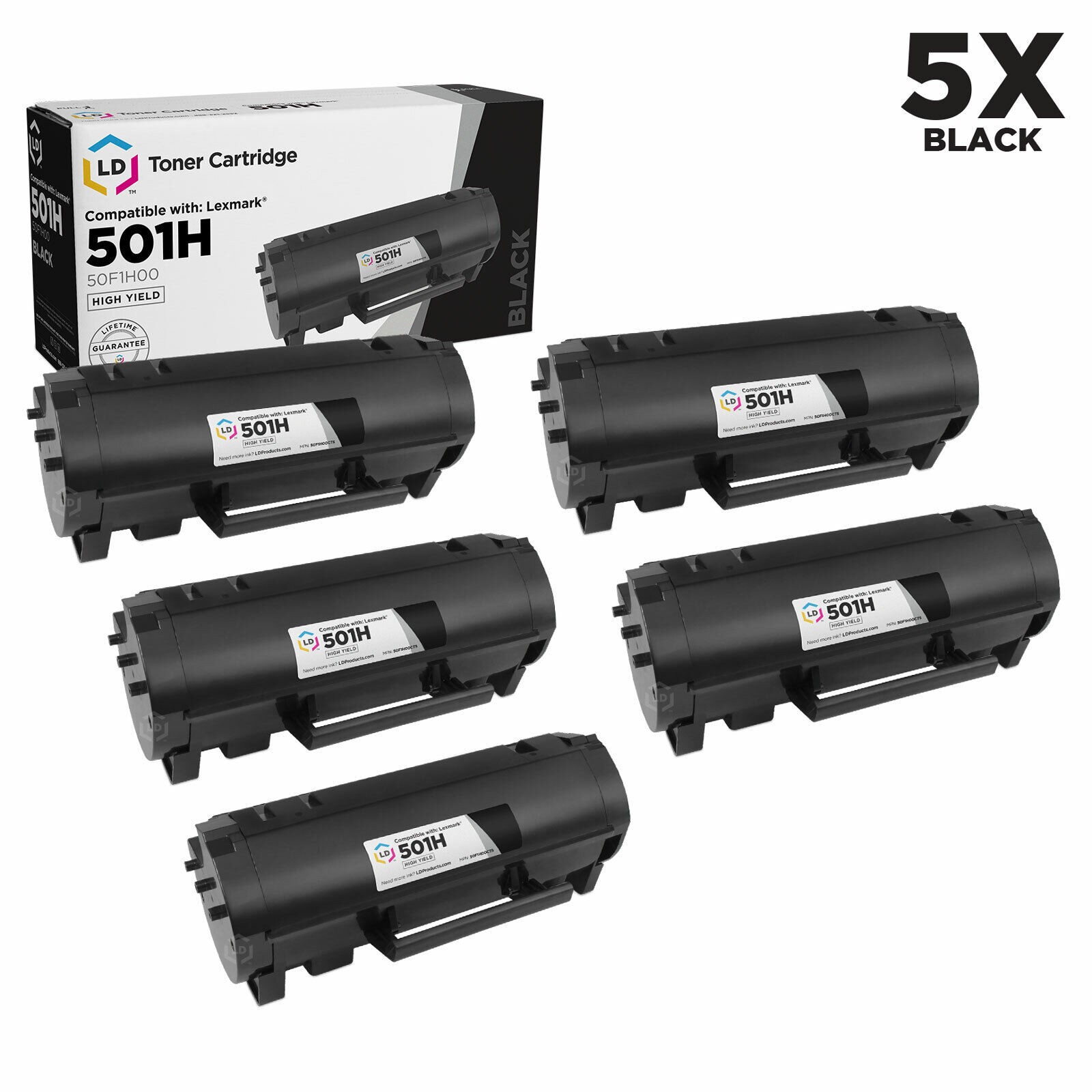 LD Reman For Lexmark 50F1H00 5pk HY Black MS310d MS312 MS315d MS410 MS415