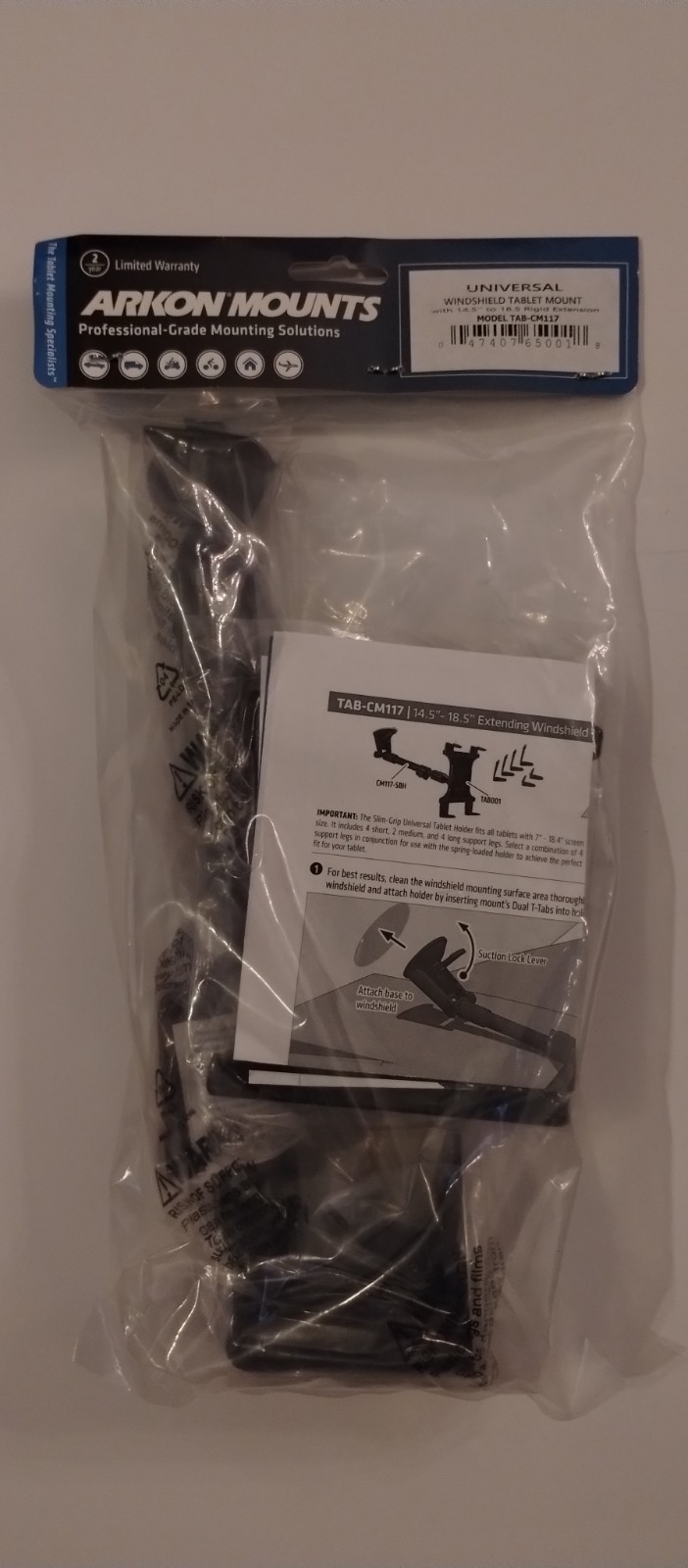 ARKON TAB-CM117 Large Tablet Long Arm Windshield Suction Mount