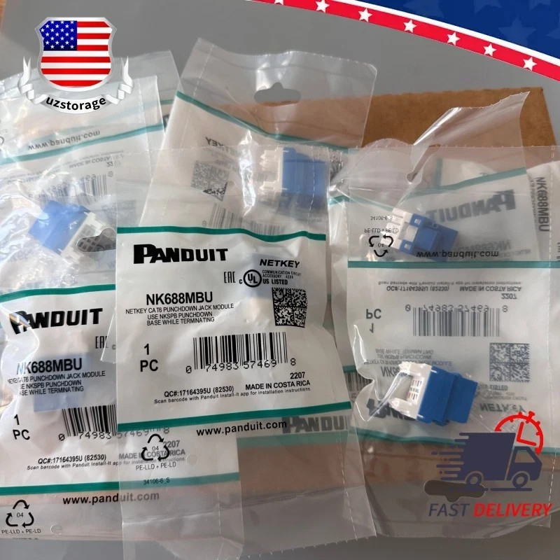 NEW  Panduit NetKey NK688MBU Cat6 Keystone Jack Blue Module (Box of 50)