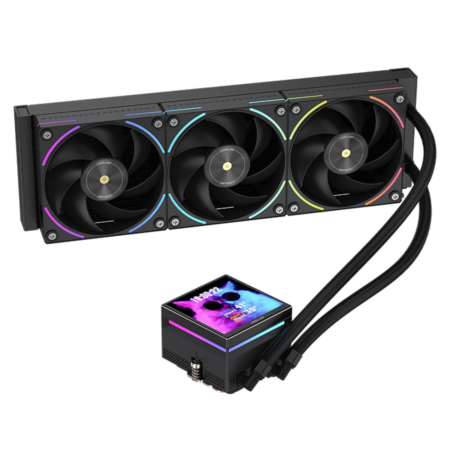 Coolleo ICE Apex Vision 360 Black AIO CPU Liquid Cooler LCD Display AM5 LGA1700