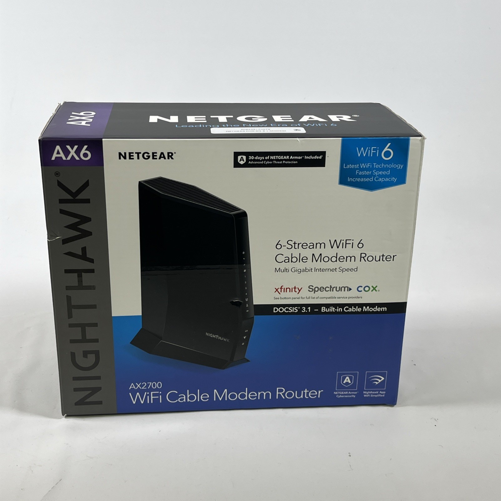NETGEAR Nighthawk CAX30 AX2700 WiFi 6 DOCSIS 3.1 Cable Modem Router AX6