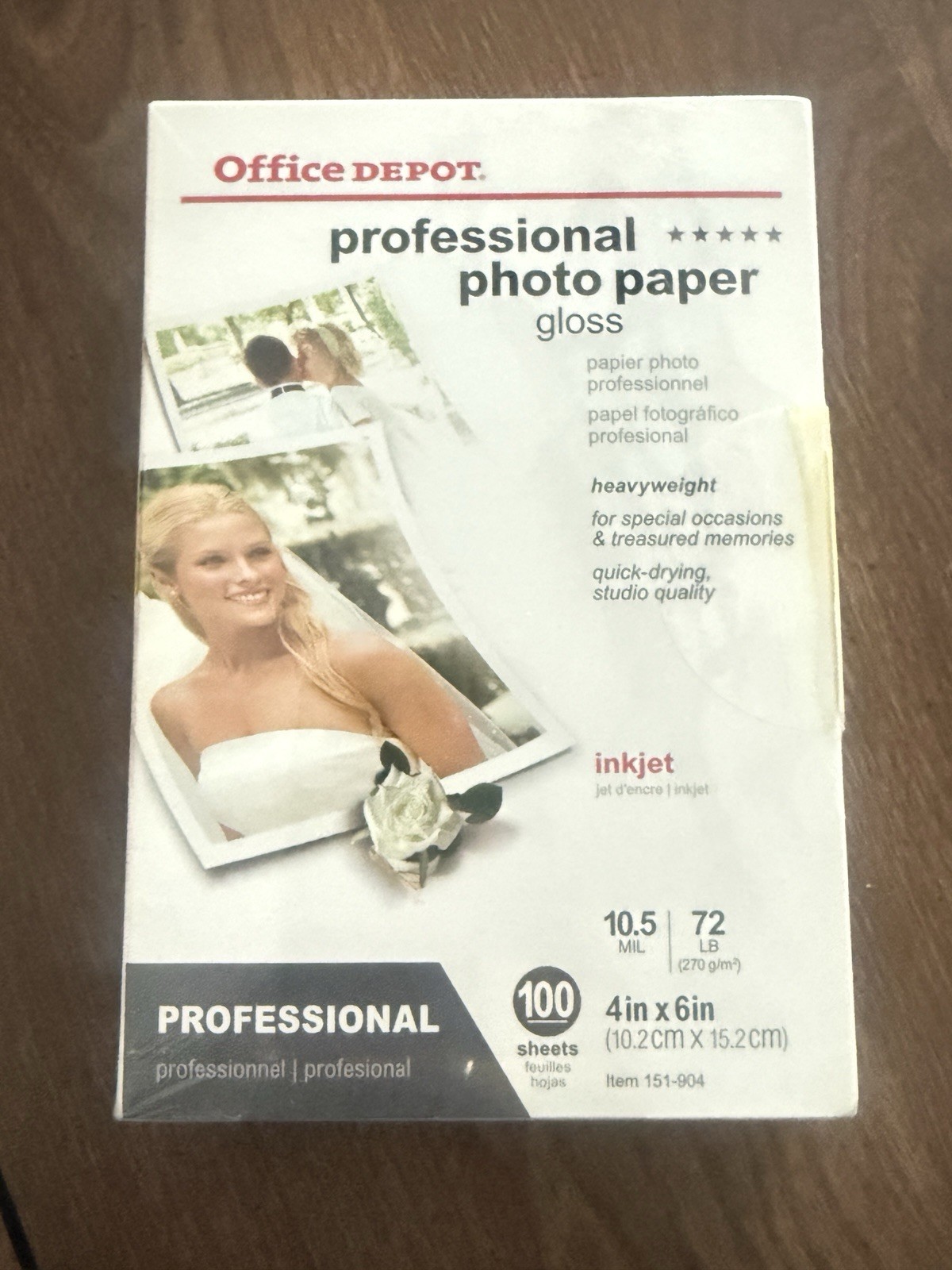 NEW 100 Sheets Office Depot Professional Photo Paper Gloss 4" x 6" 4x6, 10.5 mil