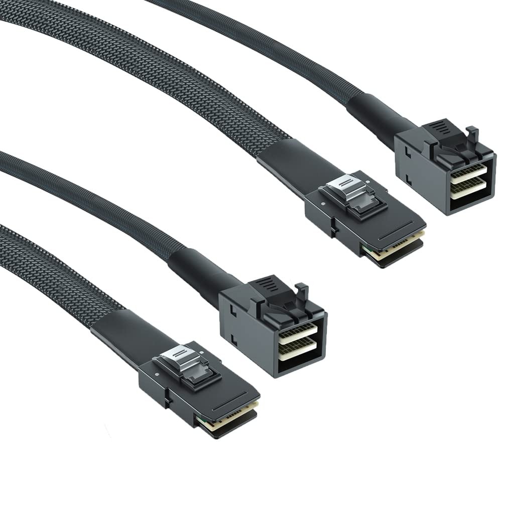 HFiber.com 2 Pack 12G Internal Mini SAS HD SFF-8643 to Straight, 0.5m 