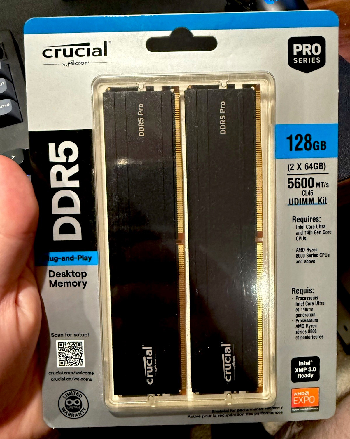 Crucial DDR5 Pro 128GB (2x64GB) DDR5-5600 CL46 UDIMM