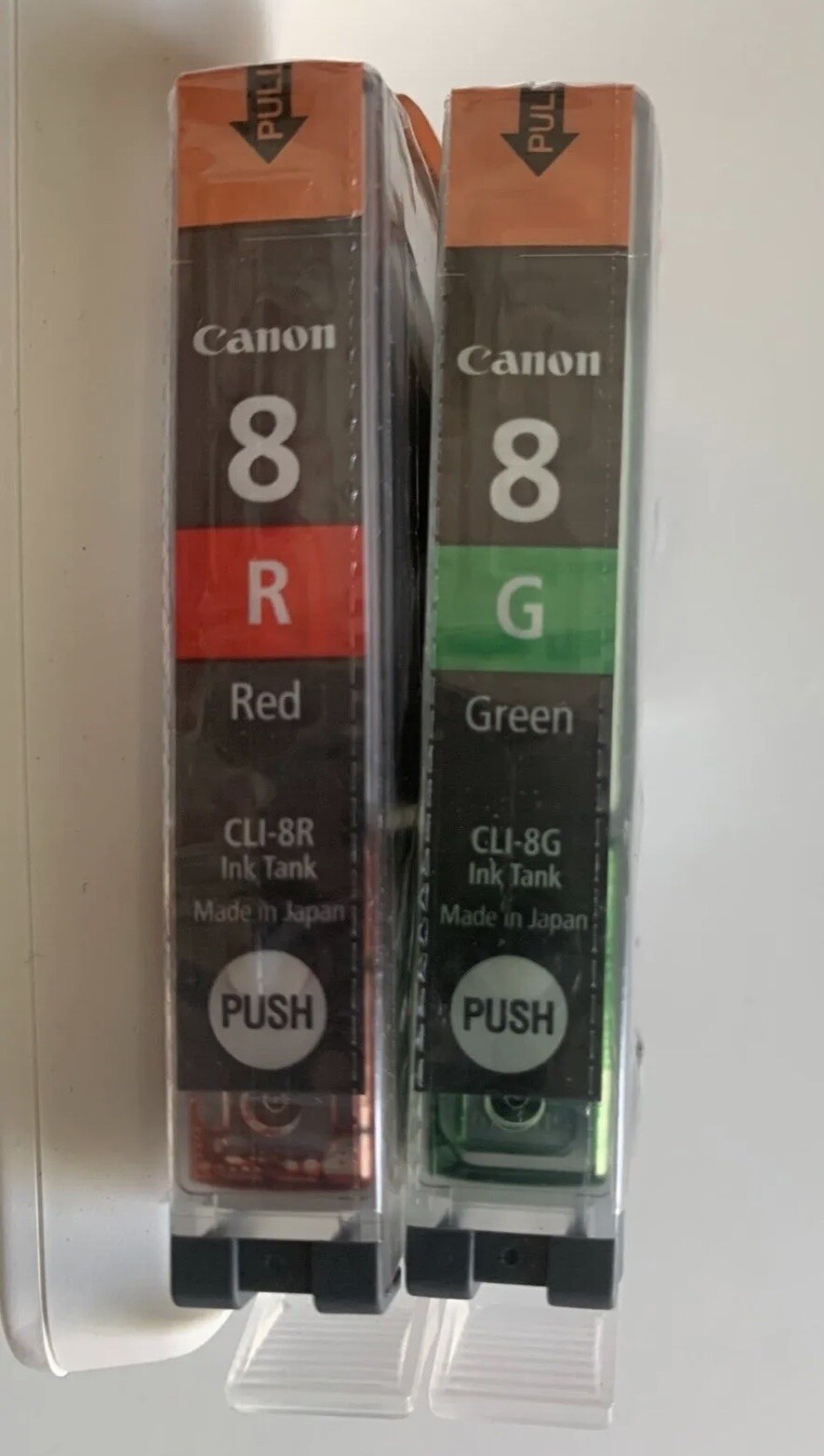 Lot of 2 Genuine Canon CLI-8R Red CLI-8G and Green Ink Cartridges without box