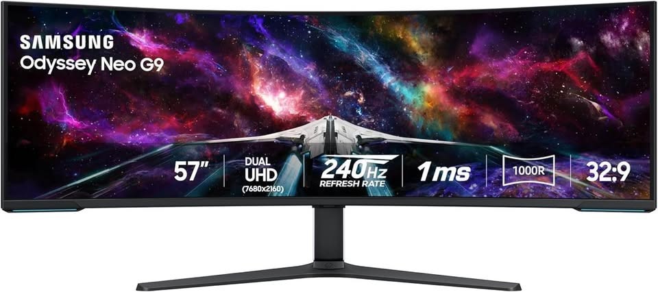 Samsung 57" Odyssey Neo G9 Series Dual 4K UHD Curved Gaming Monitor 240Hz 1ms