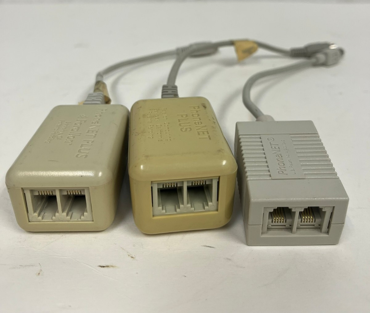 Lot of 3 Farallon PhoneNET PLUS 2-Port Apple Mac Phone Adapter Appletalk BOX#66