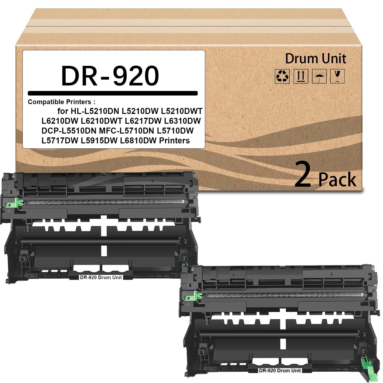 2 Pack DR-920 DR920 Drum Unit Use for HL-L5210DN L5210DW L5210DWT L6210DW