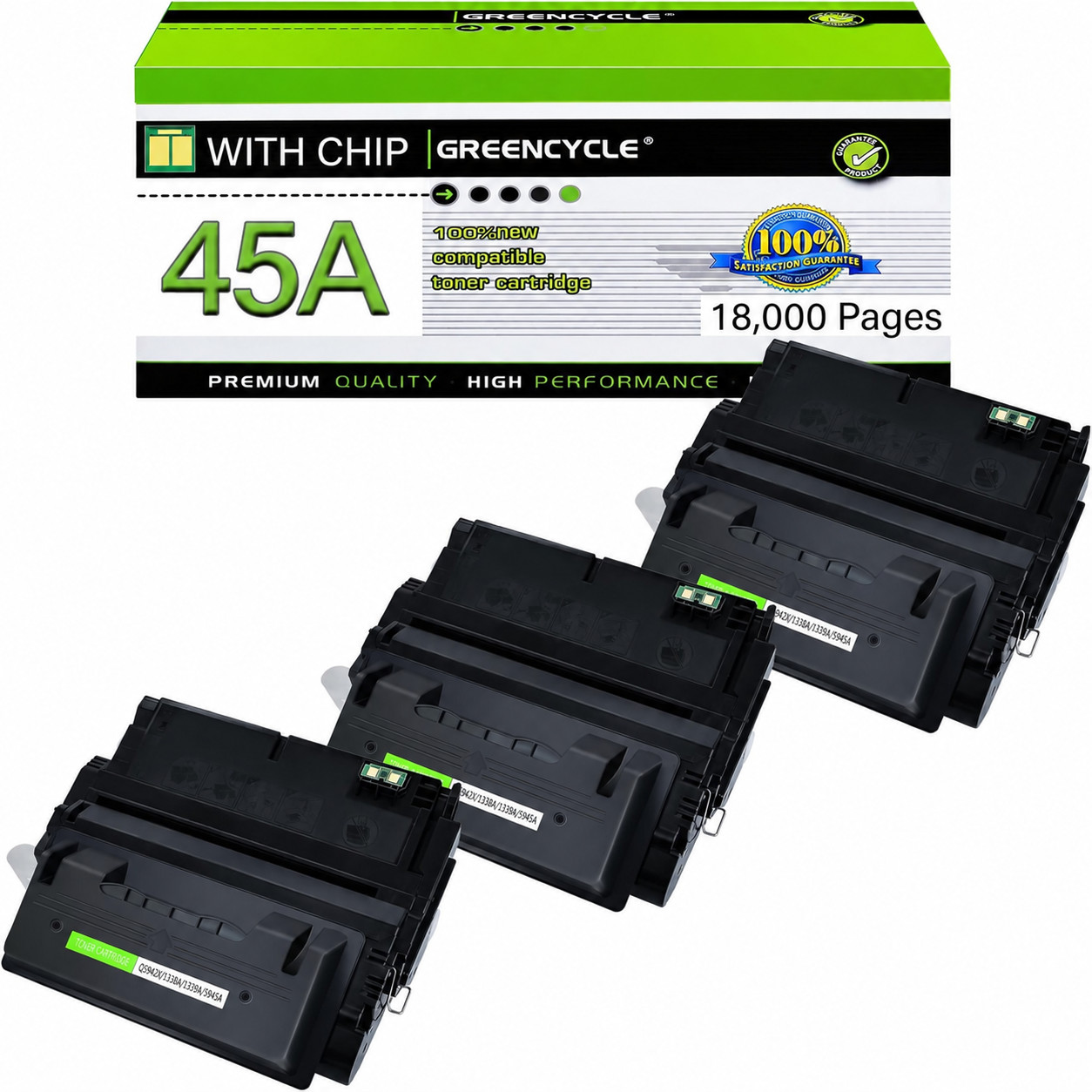 3PK Q5945A Black Toner Cartridge For HP 45A M4345xm 4345mfp 4345xm High Yield