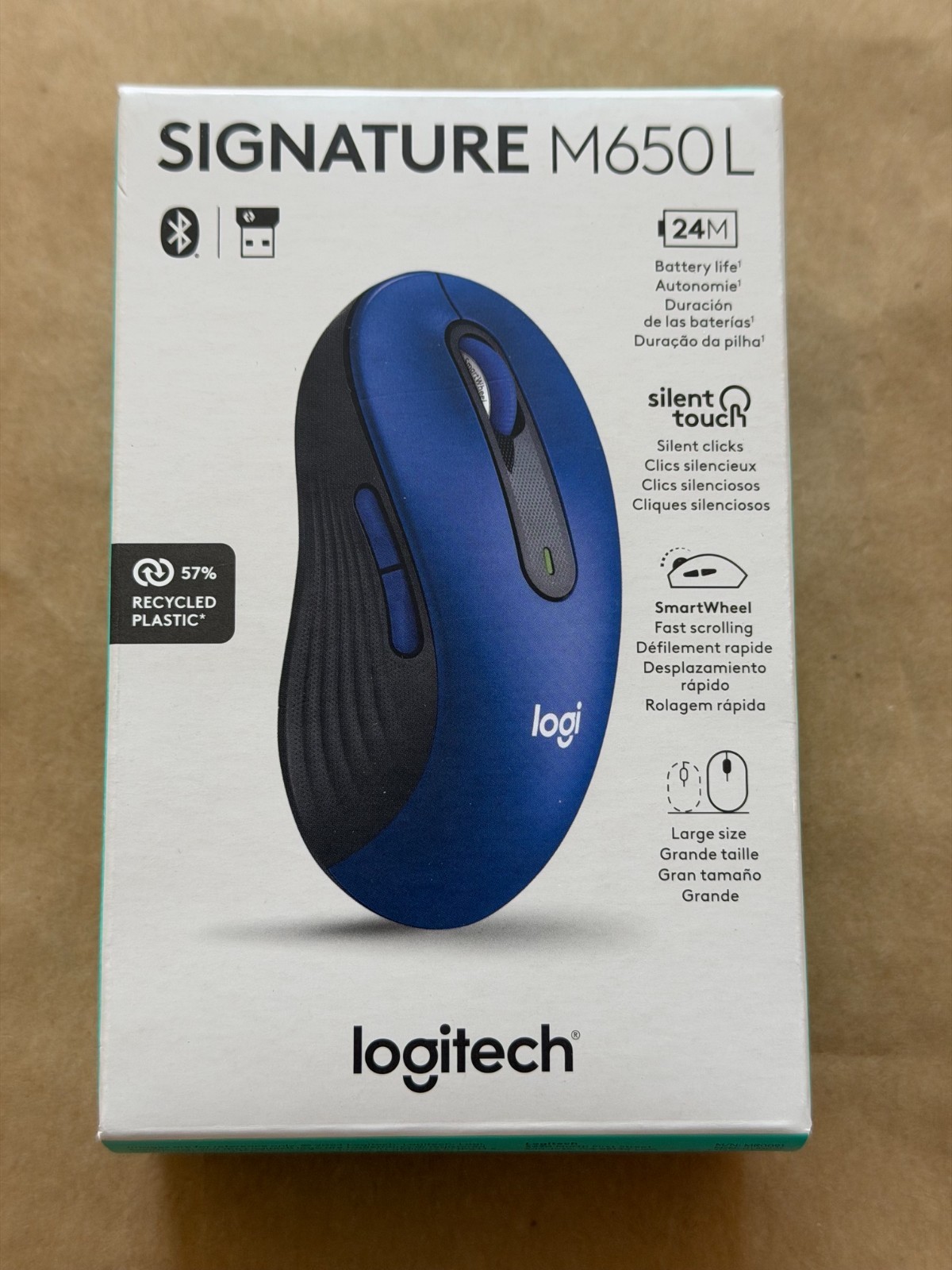 NEW LOGITECH SIGNATURE M650 L WIRELESS MOUSE 910-006232 BLUE FOR LARGE HANDS