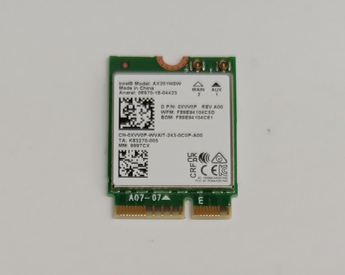 Wi-Fi Card Dell 16V6W Realtek RTL8852BE Wi-Fi Card - Wi-Fi 6 (802.11ax) -