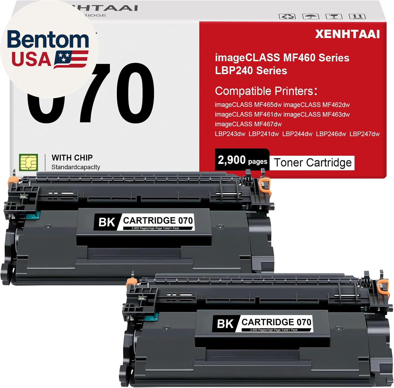 070 Black Toner Cartridge 2 Pack Compatible for Canon 070 Toner Cartridge Crg-07