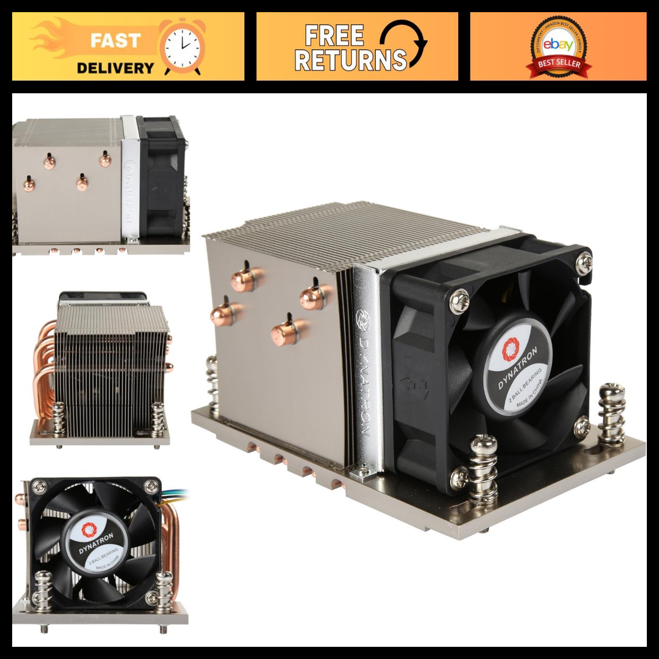 2U Active Aluminum Heatsink with Heatpipe for AMD EPYC SP3 Socket - High Perform
