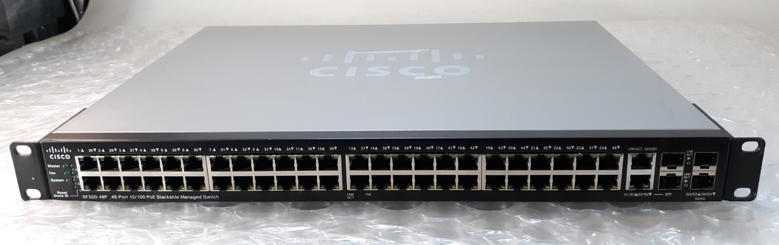 Cisco SF500-48P 48-Port 10/100 PoE Stackable Managed Switch w/ Ears + Cord