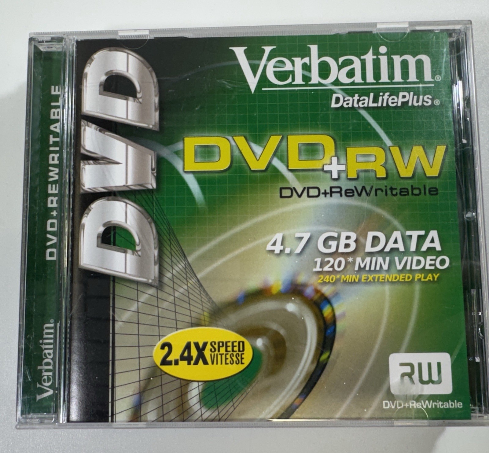 Lot of 3 Verbatim DataLifePlus DVD+RW 4.7GB 2.4X ReWritable Discs w/Cases