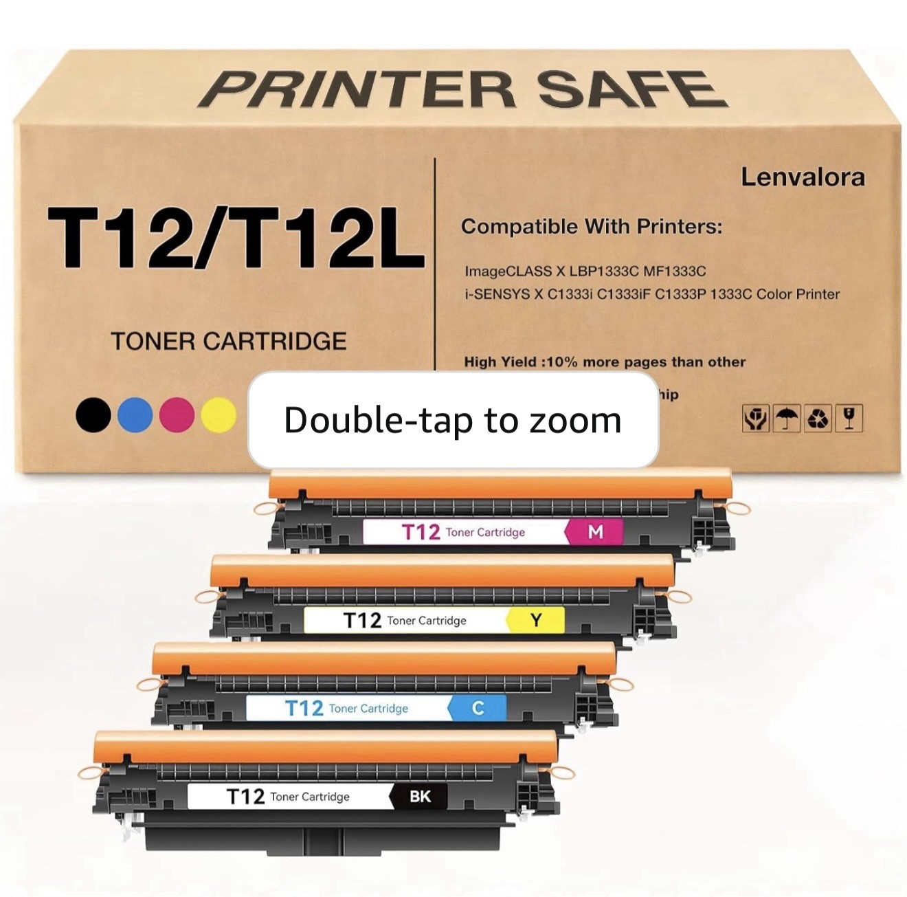 Lenvalora T12 Complete Toner Cartridge Set Yellow Magenta Cyan Black For Canon
